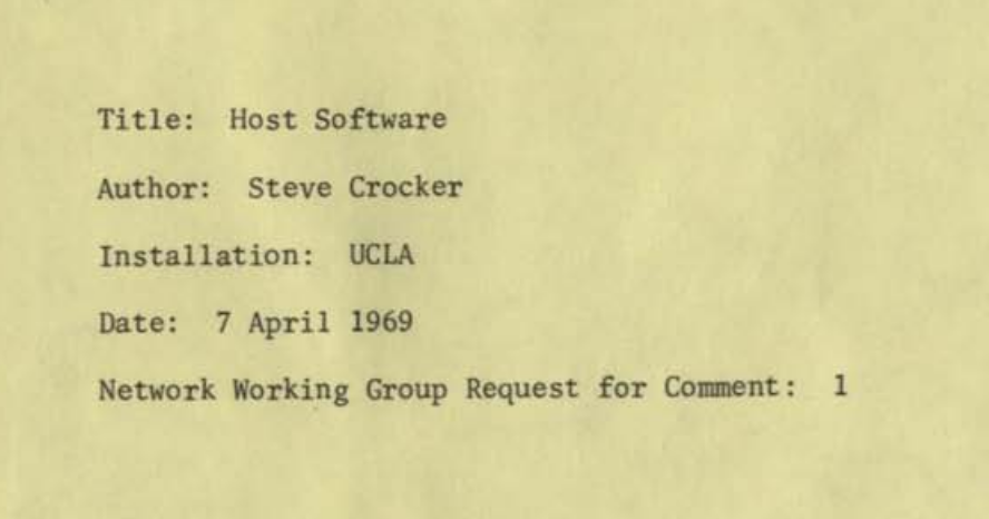 Typewritten text from the cover page of RFC-1